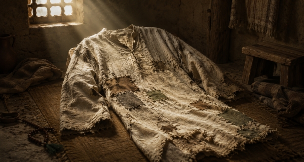 في ظلال نهج البلاغة ”وَقَد رُئي  عَلَيْه إِزَارٌ خَلَقٌ مَرْقُوعٌ“